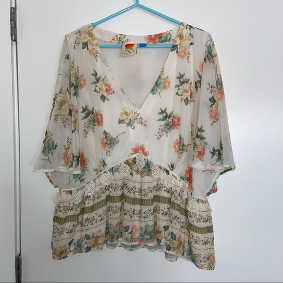 Farm Rio for Anthropologie Flutter Sleeve Blouse - Picture 4 of 5